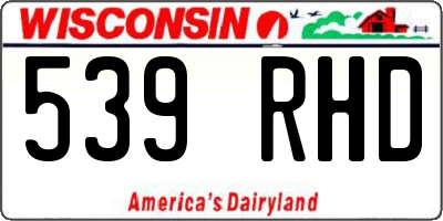 WI license plate 539RHD