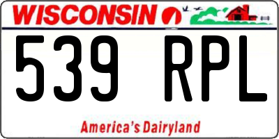 WI license plate 539RPL