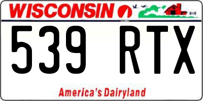 WI license plate 539RTX