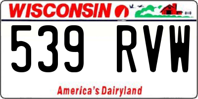 WI license plate 539RVW