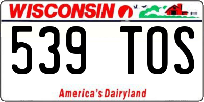 WI license plate 539TOS