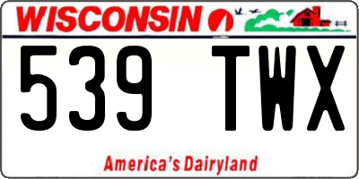 WI license plate 539TWX