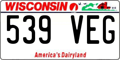 WI license plate 539VEG