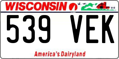 WI license plate 539VEK