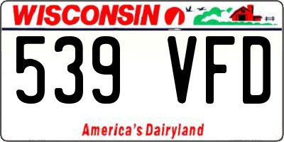 WI license plate 539VFD