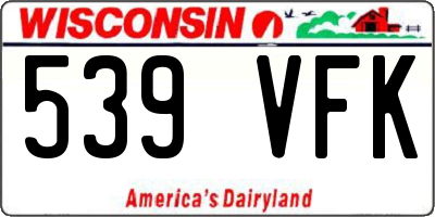 WI license plate 539VFK