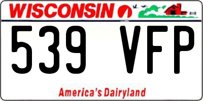 WI license plate 539VFP