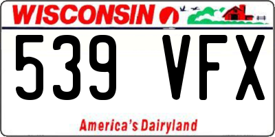 WI license plate 539VFX