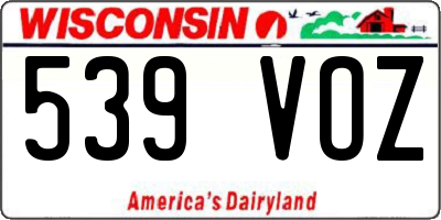 WI license plate 539VOZ