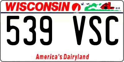 WI license plate 539VSC