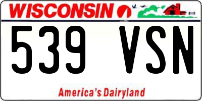 WI license plate 539VSN