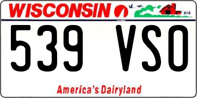 WI license plate 539VSO