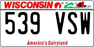 WI license plate 539VSW