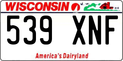 WI license plate 539XNF