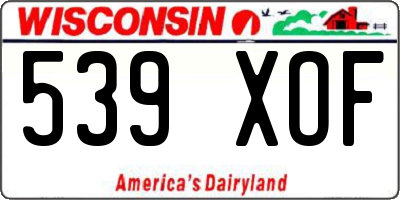 WI license plate 539XOF