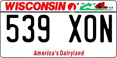 WI license plate 539XON