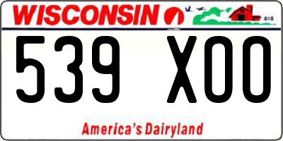 WI license plate 539XOO