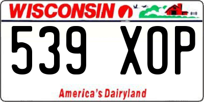 WI license plate 539XOP