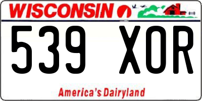 WI license plate 539XOR