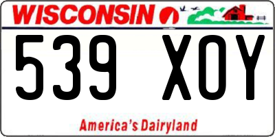 WI license plate 539XOY