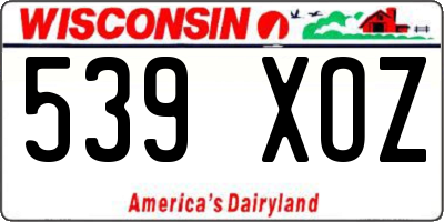 WI license plate 539XOZ