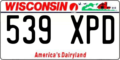 WI license plate 539XPD