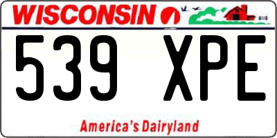 WI license plate 539XPE