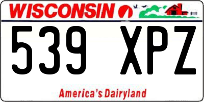 WI license plate 539XPZ