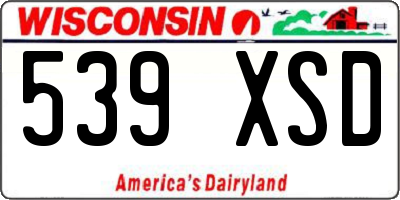 WI license plate 539XSD