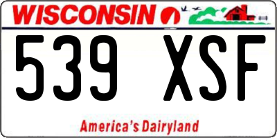 WI license plate 539XSF