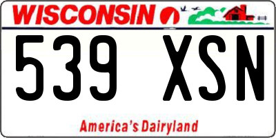 WI license plate 539XSN