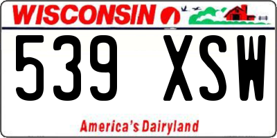 WI license plate 539XSW