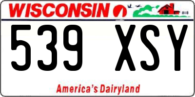 WI license plate 539XSY