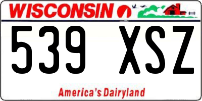 WI license plate 539XSZ