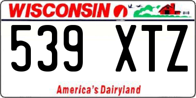 WI license plate 539XTZ