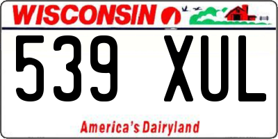 WI license plate 539XUL