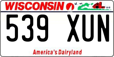 WI license plate 539XUN