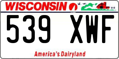 WI license plate 539XWF