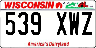 WI license plate 539XWZ