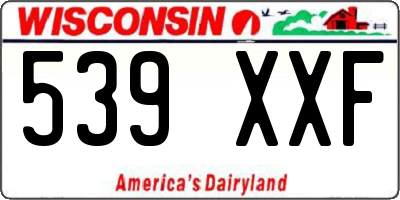 WI license plate 539XXF