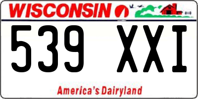 WI license plate 539XXI