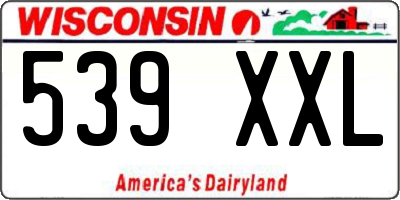 WI license plate 539XXL