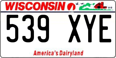 WI license plate 539XYE
