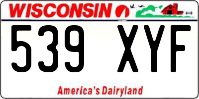 WI license plate 539XYF