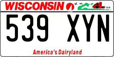 WI license plate 539XYN
