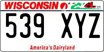 WI license plate 539XYZ