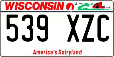 WI license plate 539XZC