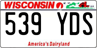 WI license plate 539YDS
