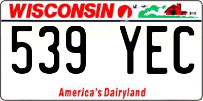 WI license plate 539YEC