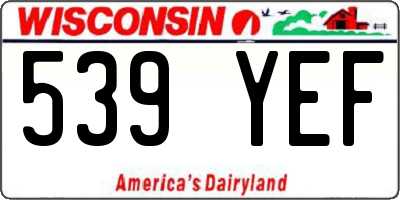 WI license plate 539YEF